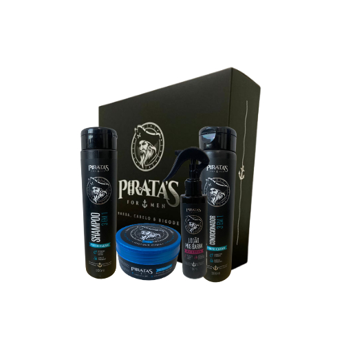 Kit Para Barba e cabelo - Shampoo, Condicionador, Loção Pós Barba e Pasta Fixadora