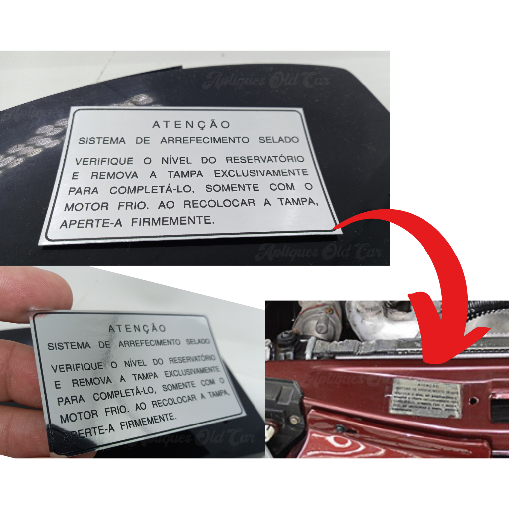 Adesivo Sistema de Arrefecimento Selado / Selo Informativo Padrão Linha Gm / Kadett, Monza, Omega, Chevette