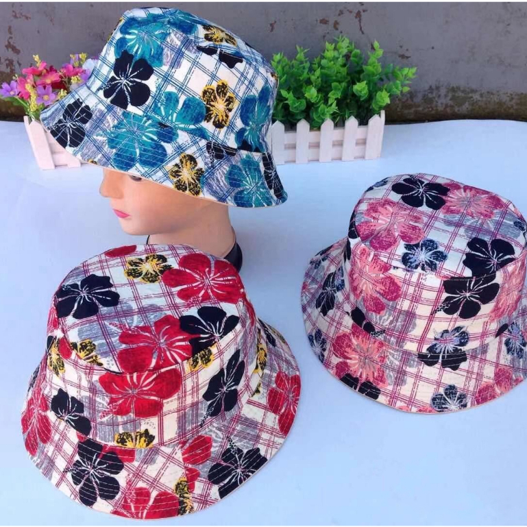 chapéu unisex balde bordado pequenas margaridas dupla face bucket hat
