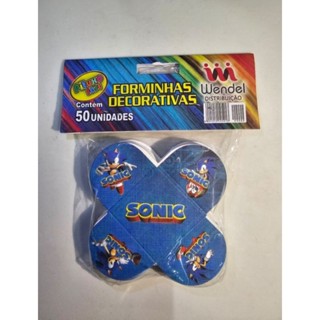 Porta Forminha para Doces Festa Sonic c/ 50 Unidades