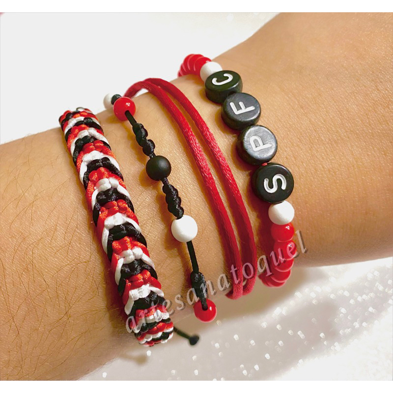 Pulseira Time Torcedor Tricolor São Paulo SPFC Jogador Futebol Torcida Preto Vermelho Branco Independente Adulto Infanti