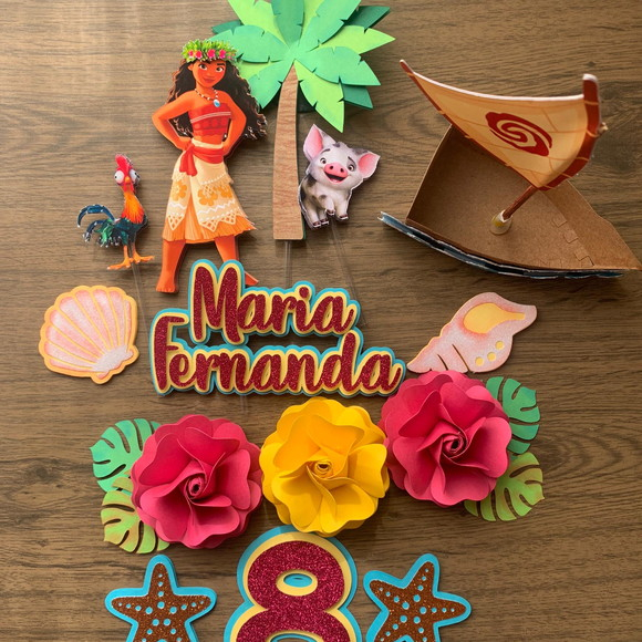 Topo de Bolo MOANA LINDISSIMO SUPER LUXUOSO !!!