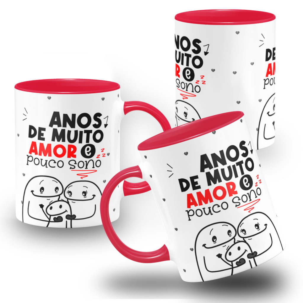 Caneca Namorados Flork Anos de Muito Amor e Pouco Sono