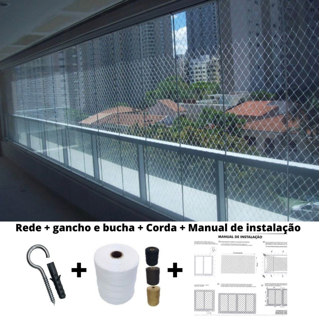 Kit de rede de proteção branca de 3,0 x 1,0