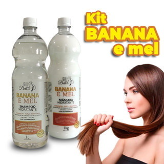Kit Shampoo E Máscara 1 Litro Banana E Mel Nutrição Capilar