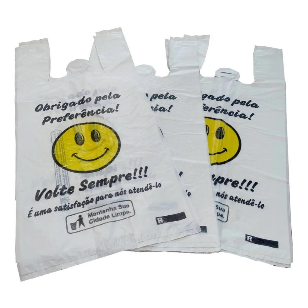 100Un Sacola Reforçada e Resistente Timbrada Volte Sempre
