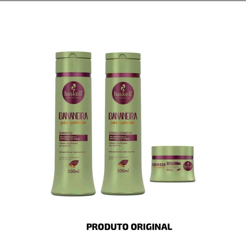 Kit Bananeira Pós-Química Haskell Shampoo 300ml  + Condicionador 300ml  + Máscara 300g