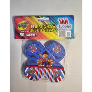 Porta Forminha para Doces Festa Patrulha Canina Azul c/ 50 Unidades