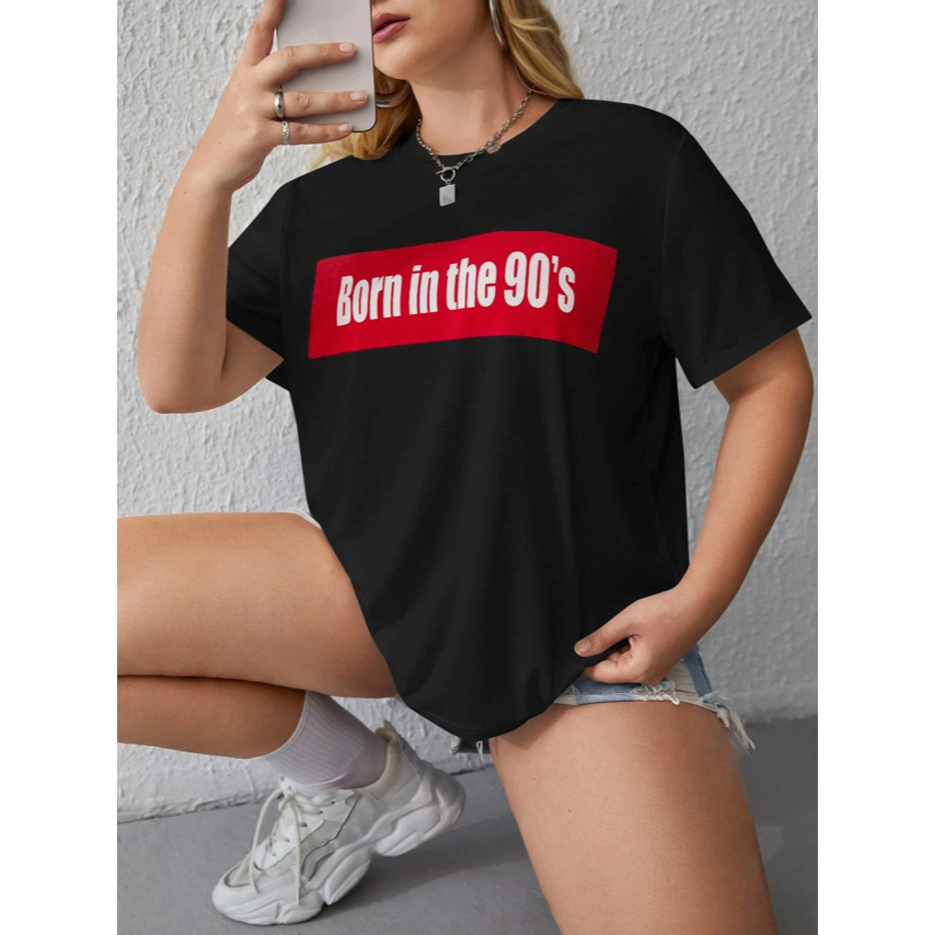 Camiseta Aesthetic Born In The 90's Bordado Grafico Frente Nascido na Década de 90 Old School Estilo Livre Retro