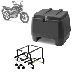 Kit Baú Bauleto 80 Litros + Suporte Removível Moto Titan 160 2016 2017 2018 2019