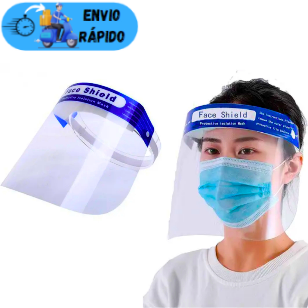 PROTETOR FACIAL MÁSCARA DE SEGURANÇA PVC INCOLOR MEDICAL SHIELD HOSPITAL ENFERMAGEM PROTEÇÃO
