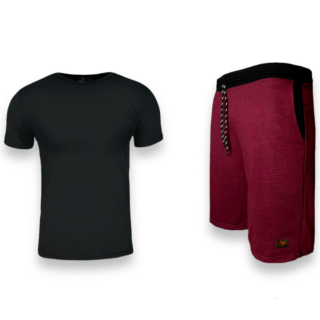 Conjunto Bermudas Moletom Masculina E Camiseta Básica Masculina Academia Treino Original Ducam