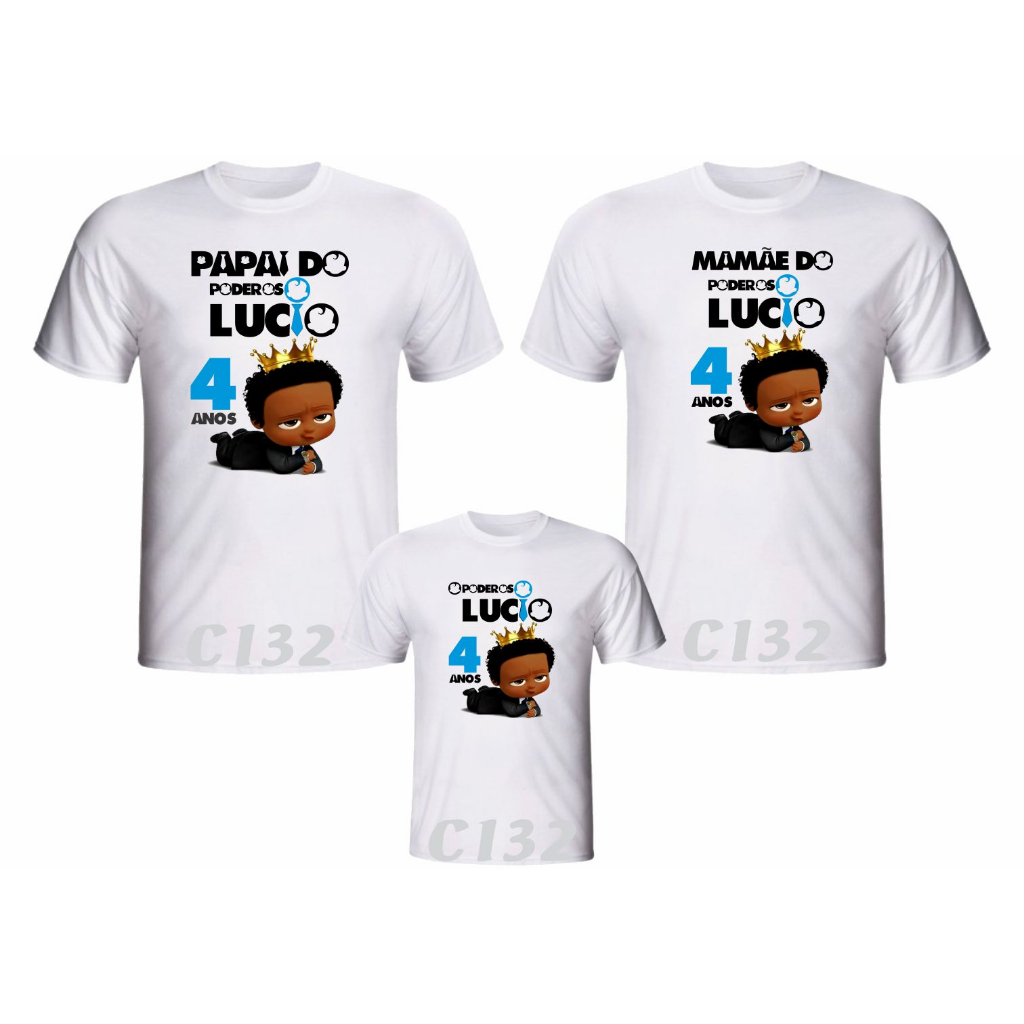Kit 3 Camisetas O Poderoso Chefinho Personalizada aniversário