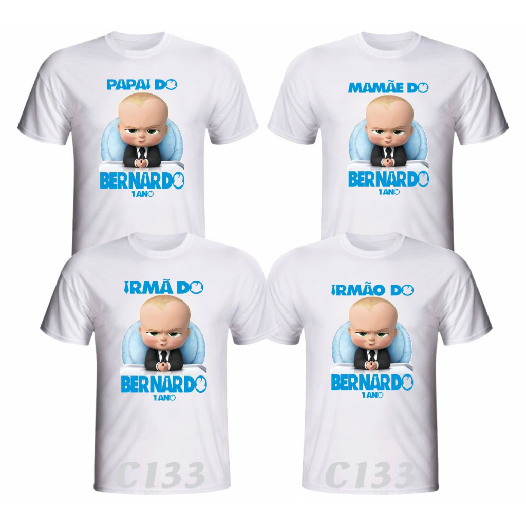 Kit 4 Camisetas O Poderoso Chefinho Personalizada aniversário