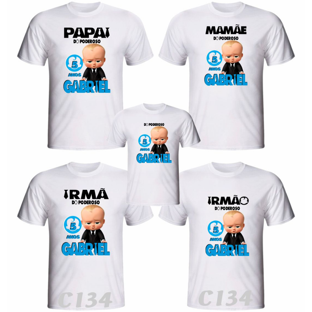 Kit 5 Camisetas O Poderoso Chefinho Personalizada aniversário
