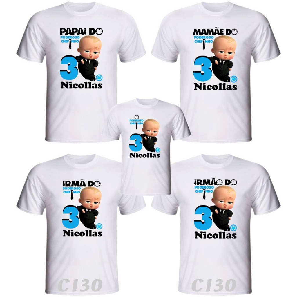 Kit 10 Camisetas O Poderoso Chefinho Personalizada aniversário