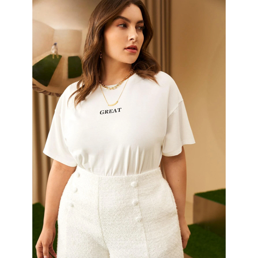 Camiseta Greate Grande Plus Size Oversized Manga Curta Aesthetic Casual Básica