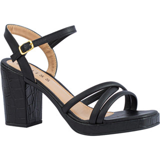 Sandália Feminina Meia Pata Confortável Salto Alto Grosso Croco Plataforma Blogueira Macia Comfort Fashion