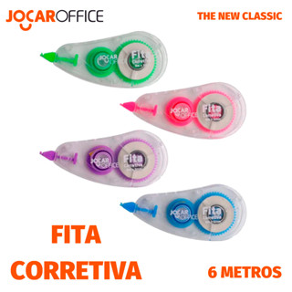 Fita Corretiva Jocar Office 6 metros - Rosa, Azul, Verde ou Lilás