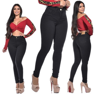 Promoção Calça Jeans Feminina Original Cor Preta Super Confortável Tecido Premium Modelagem Empina Bumbum