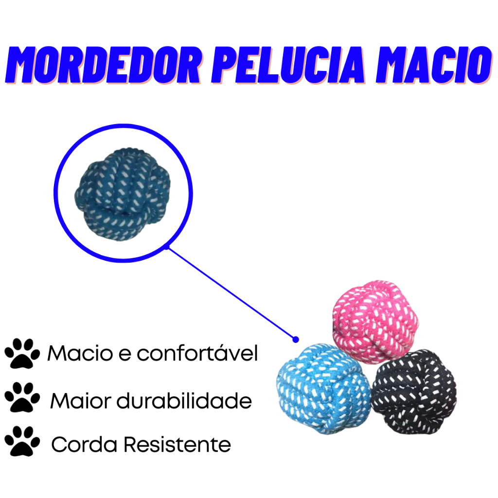 Detalhes do Brinquedo Para Cães Cachorro Mordedor Rope Ball - Chalesco