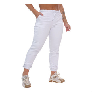 CALÇA JOGGER ENFERMAGEM FEMENINA BRANCA SARJA ENVIO JÁ