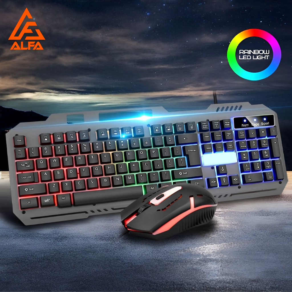 Kit Teclado Semi Mecânico + Mouse Gamer Com Luz De Led Rgb