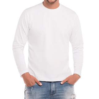 Camiseta Masculina Manga Longa 100% Algodão Gola Redonda C15