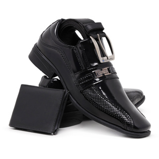 Kit Sapato Social Masculino Cinto E Carteira 836 Preto E Marrom Black Friday Elástico em Oferta na Shopee