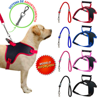 Coleira Peitoral Guia com Amortecedor Peiteira Para Cachorros Fortes Porte Grande e Médio em Oferta na Shopee