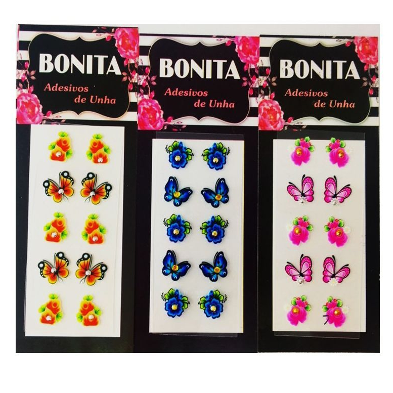 100 adesivos de unha 3d com pedrinha pedras artesanais bonita adesivos em Oferta na Shopee
