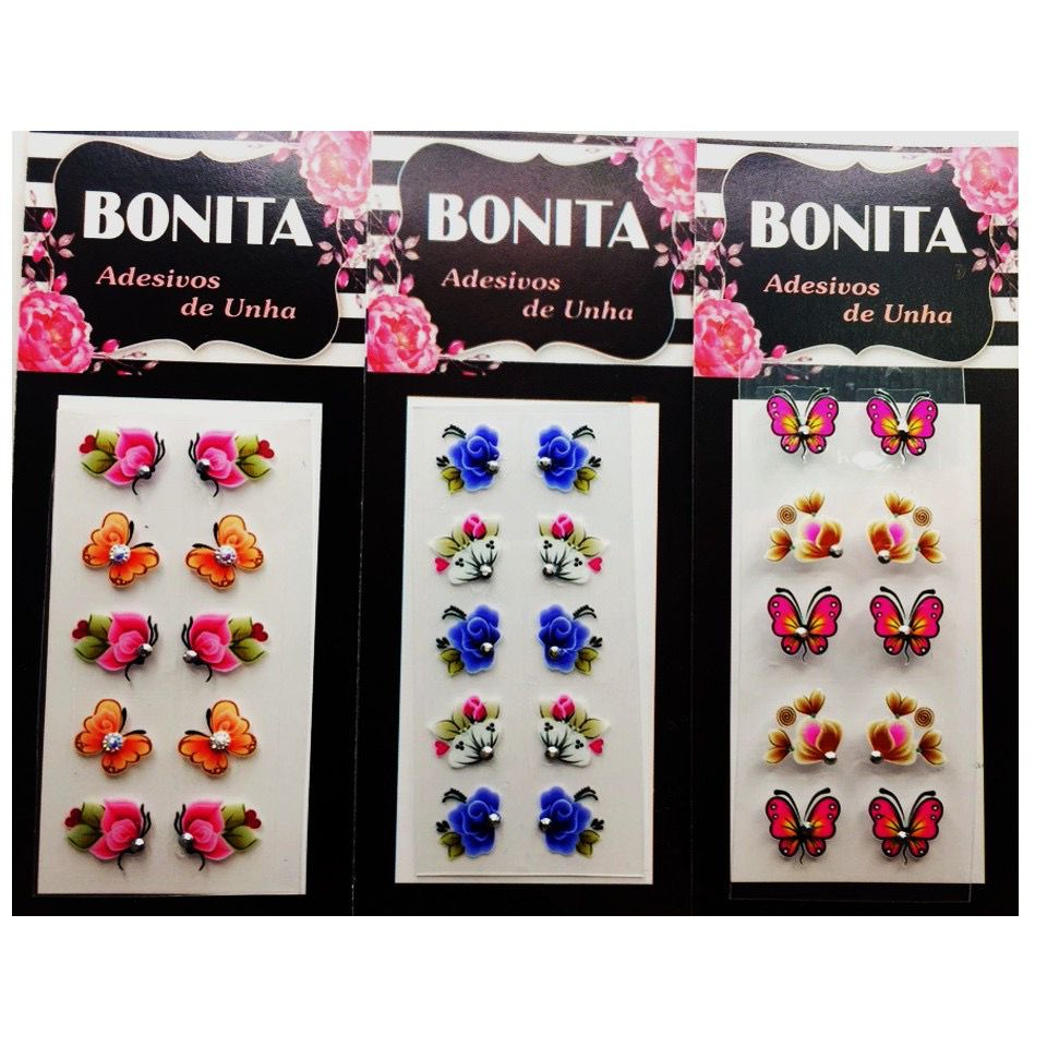 100 adesivos de unha 3d com pedrinha pedras artesanais bonita adesivos