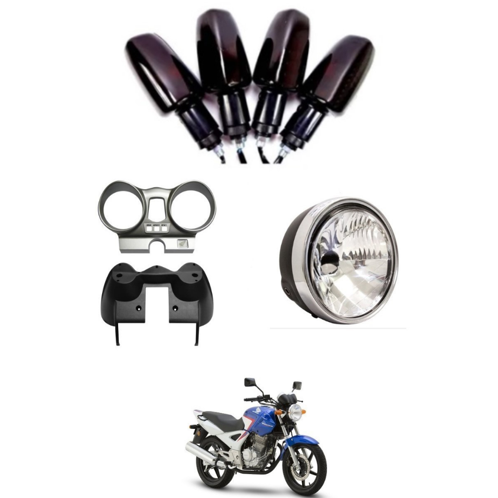 Farol Completo + Carcaça Painel e 4 Piscas Moto Cbx 250 Twister Até 08