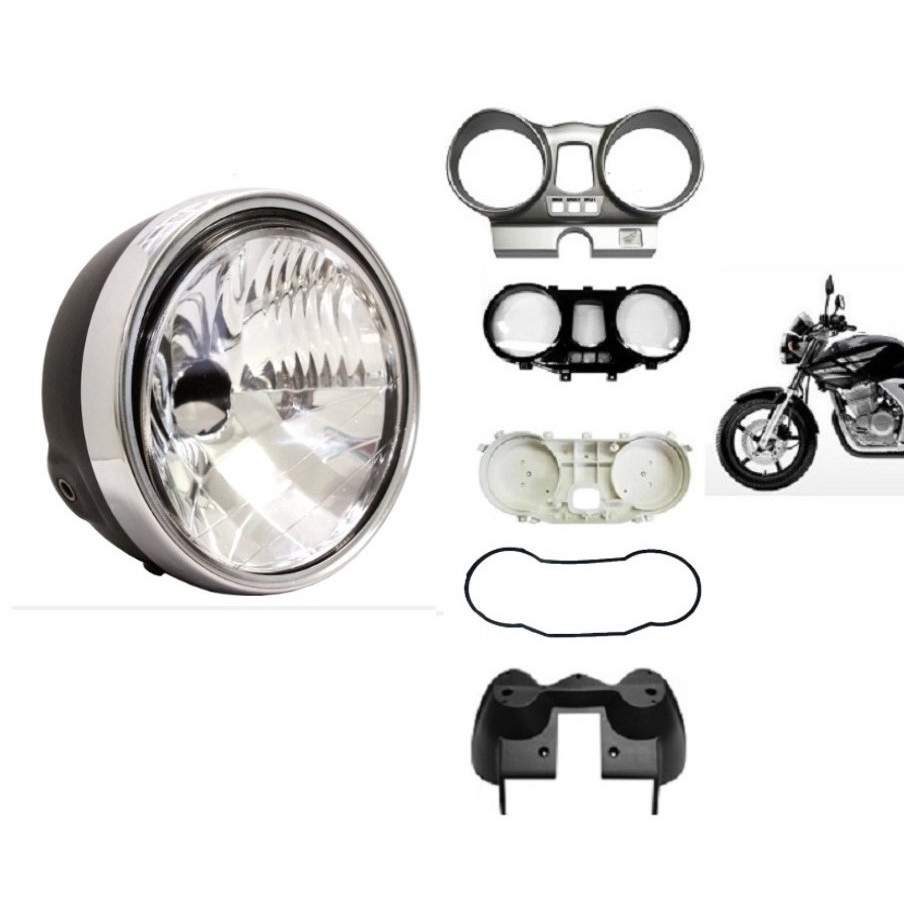 Farol Completo + Carcaça do Painel Completa C/ Vedação Moto Cbx 250 Twister Até 08