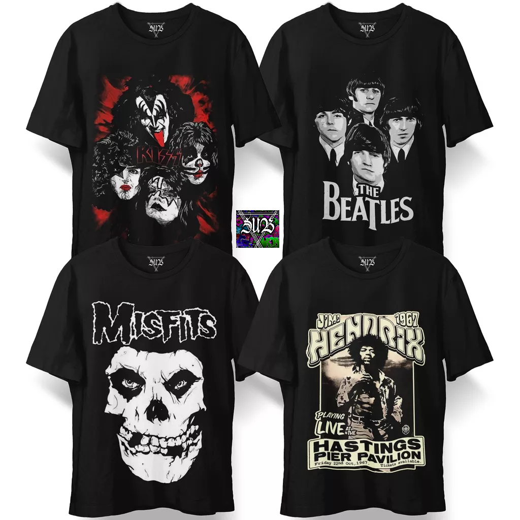 CAMISA JIMI HENDRIX KISS BEATLES MISFITS em Oferta na Shopee