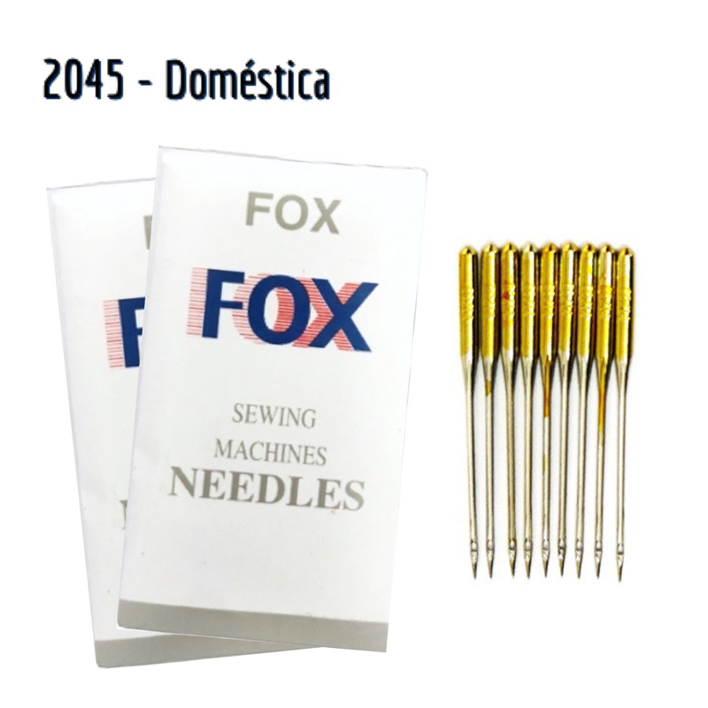 20 Agulhas Domestica 2045 N°9/11/12/13/14/16/18/21 Cabo Dourada para Maquina de Costura Caseira FOX
