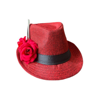 Chapéu Maria Navalha Vermelho C/ 2 Rosa E 1 Navalha Original