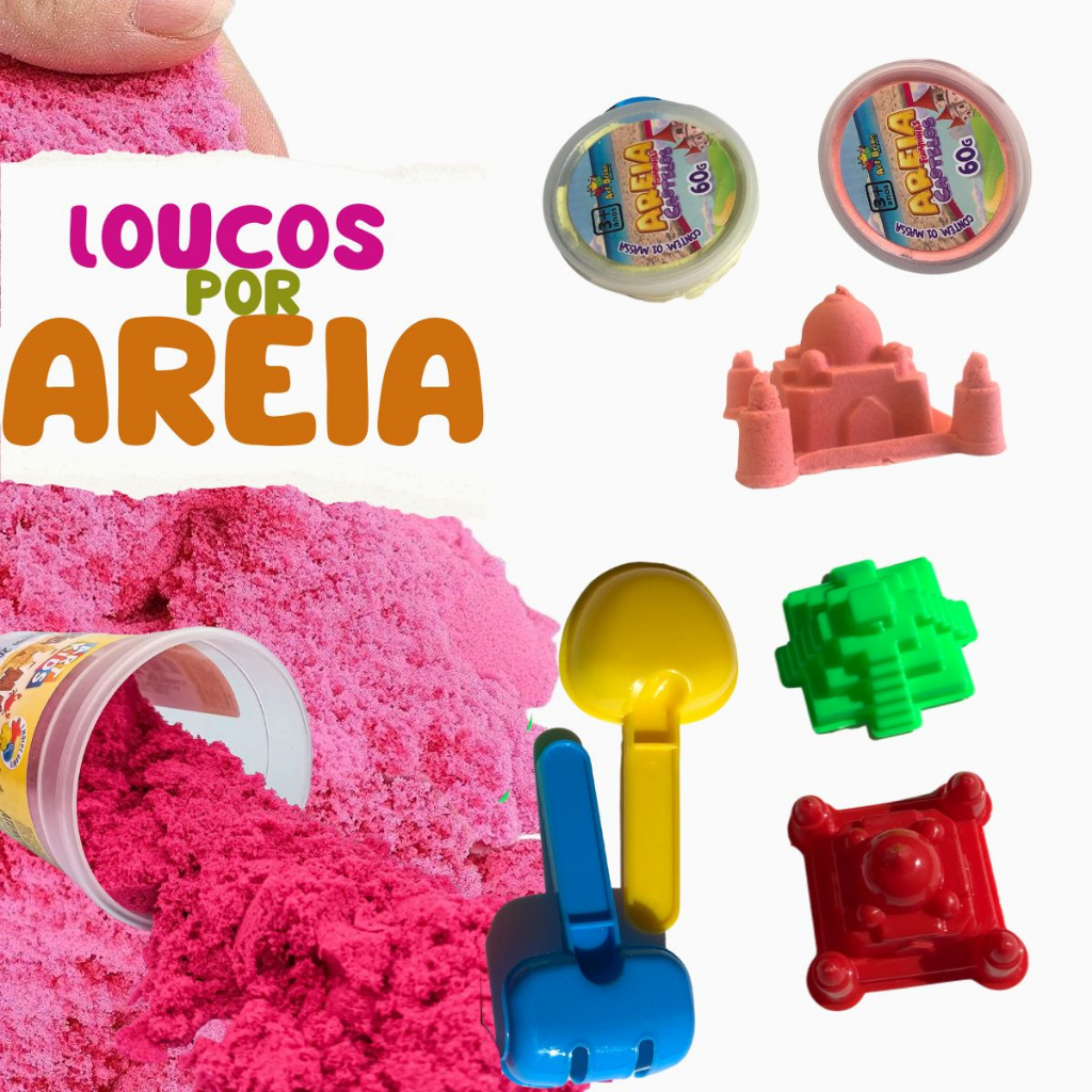 Areia Mágica Cinética Divertida Colorida Castelo e Fundo do Mar