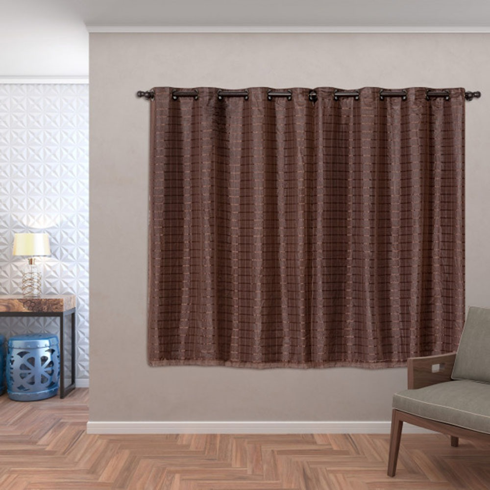 Cortina Blackout Pvc Com Tecido Voil Xadrez 2,80 x 1,60 / 2,80 x 1,80 Luxo