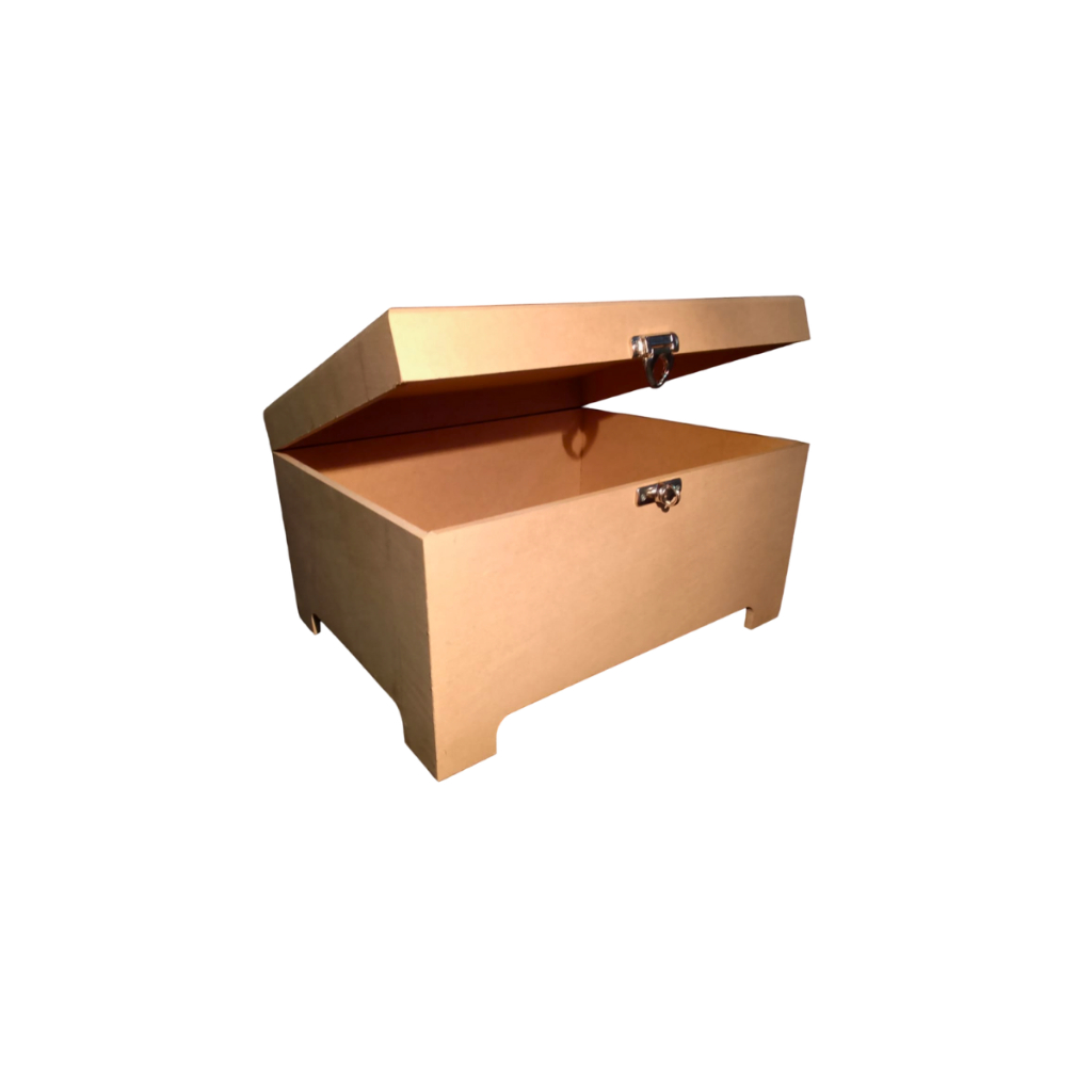 bau para guardar objetos tamanho médio para decoração artesanato pintura bau em mdf cru