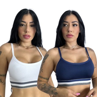 Kit 2 Sutiã Liso Reforçado Sem bojo Top Fitness Roupa Feminina Revenda em Oferta na Shopee