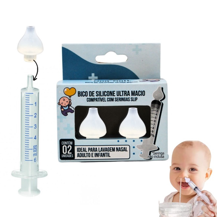 Bico Silicone Para Seringa Modelo Slip Lavagem Nasal c/2un em Oferta na Shopee