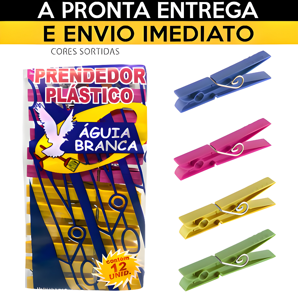 120 Prendedores de Roupa de Plástico Coloridos Aguia Multicores para Varal em Oferta na Shopee