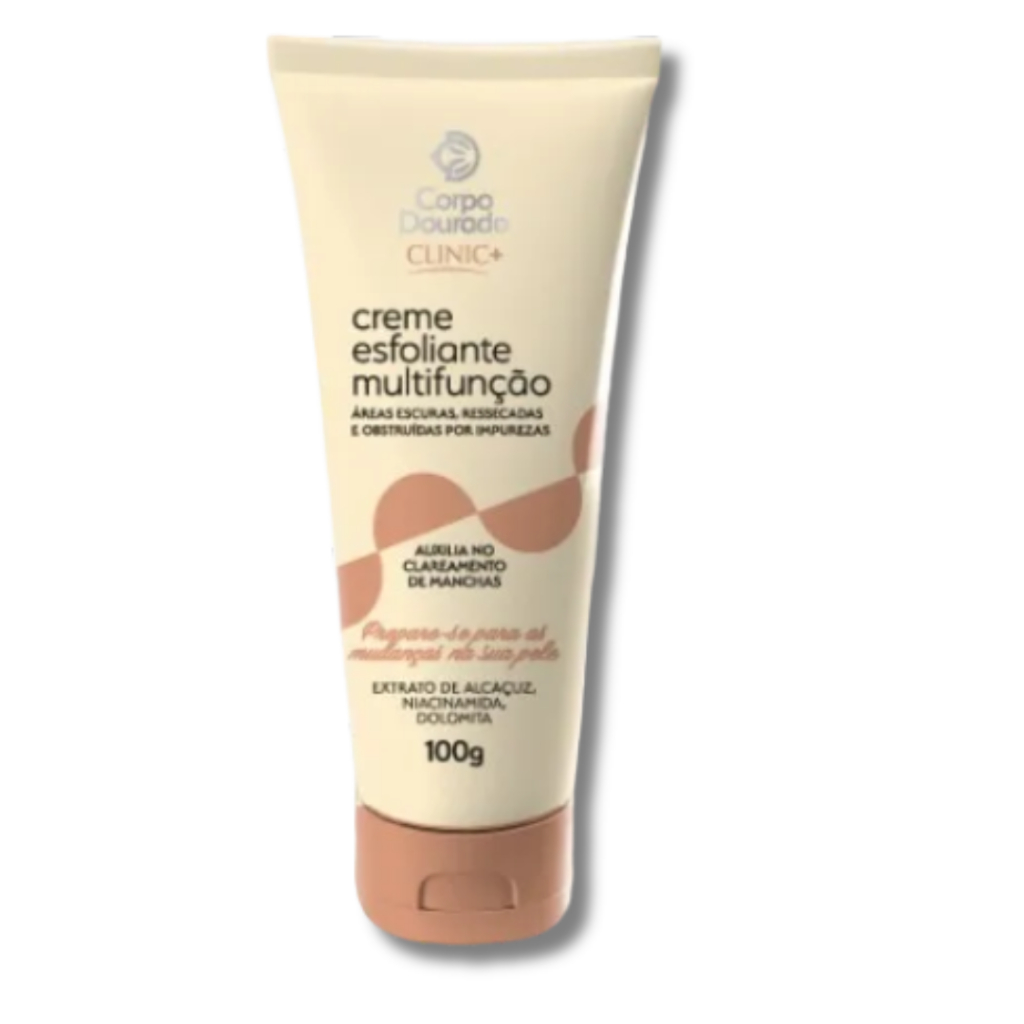 Creme Esfoliante Clareador Multifunções 100g Corpo Dourado para Áreas Escuras