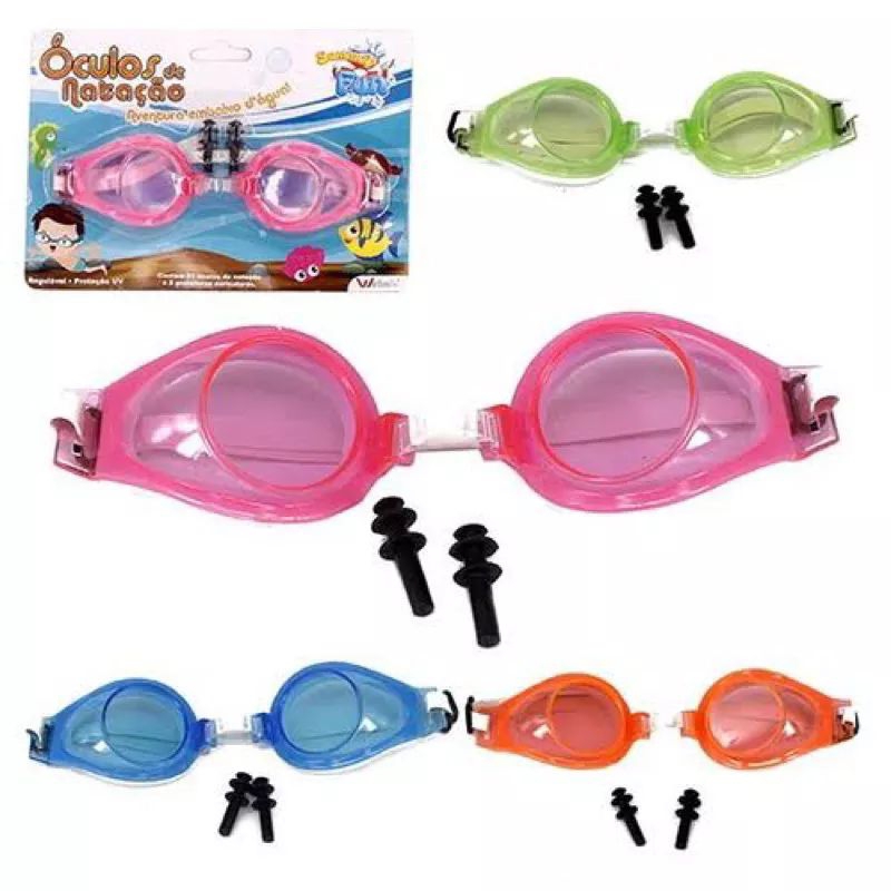 OCULOS DE NATAÇÃO INFANTIL COM PROTETOR AURICULAR SUMMER FUN