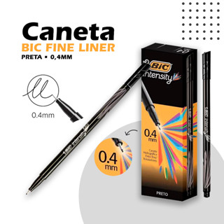 Caneta Fine Liner Intensitv Ponta Média 0.4mm Preta/Azul BIC