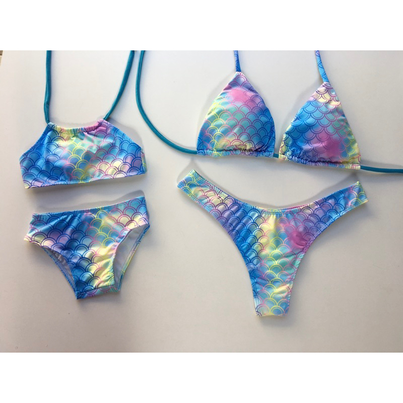 Kit Mãe e Filha Sereia - 2 Biquinis - Moda Praia