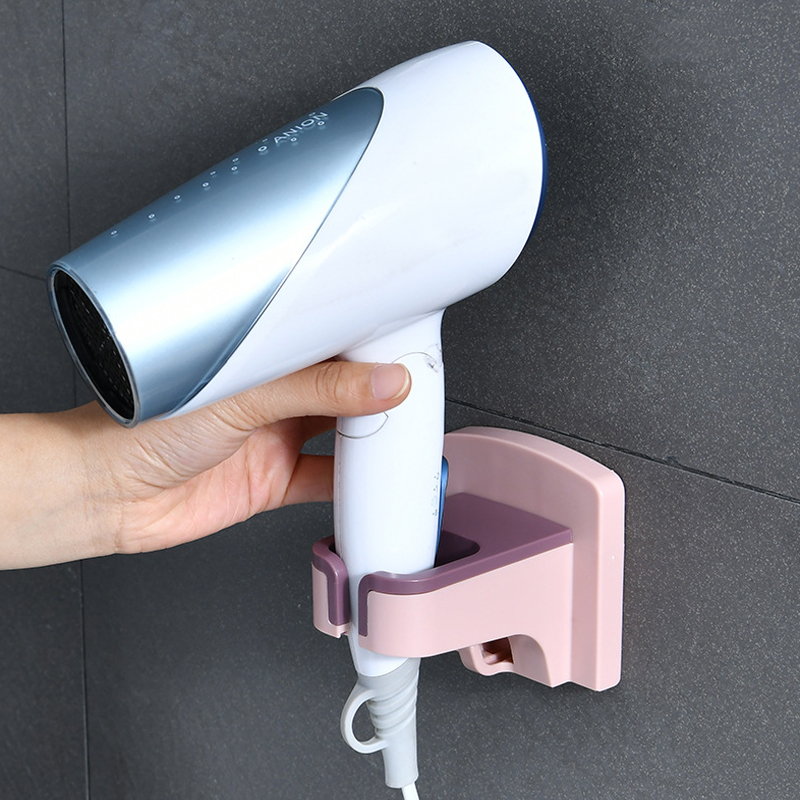 Suporte de Parede Para Secador de Cabelo Adesivo Sem Furos Auxiliar Organizador Com Gancho