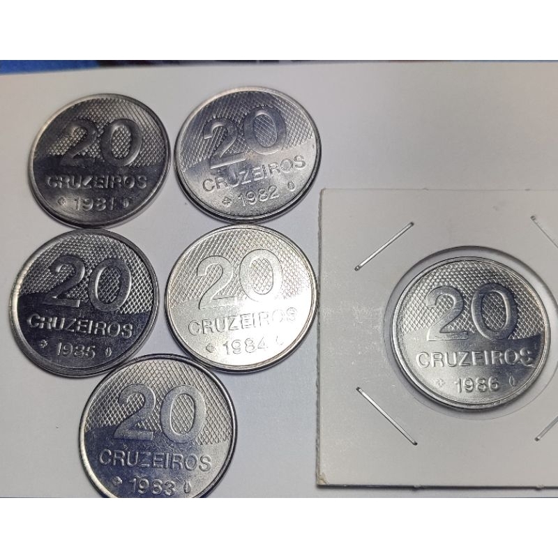 Moeda 20 cruzeiros 1981,1982,1983,1984,1985,1986 kitc 6 pecas