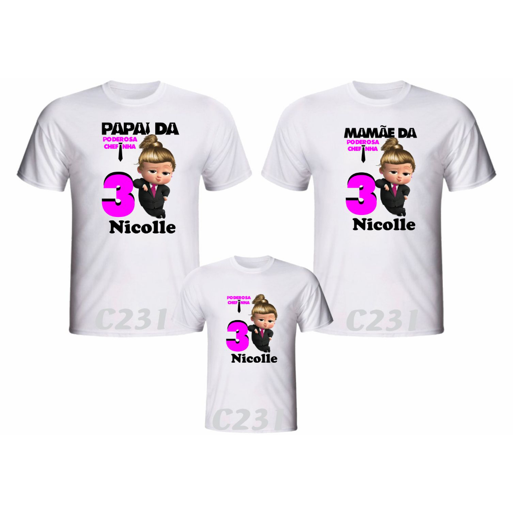 Kit 3 Camisetas A Poderosa Chefinha Personalizada aniversário